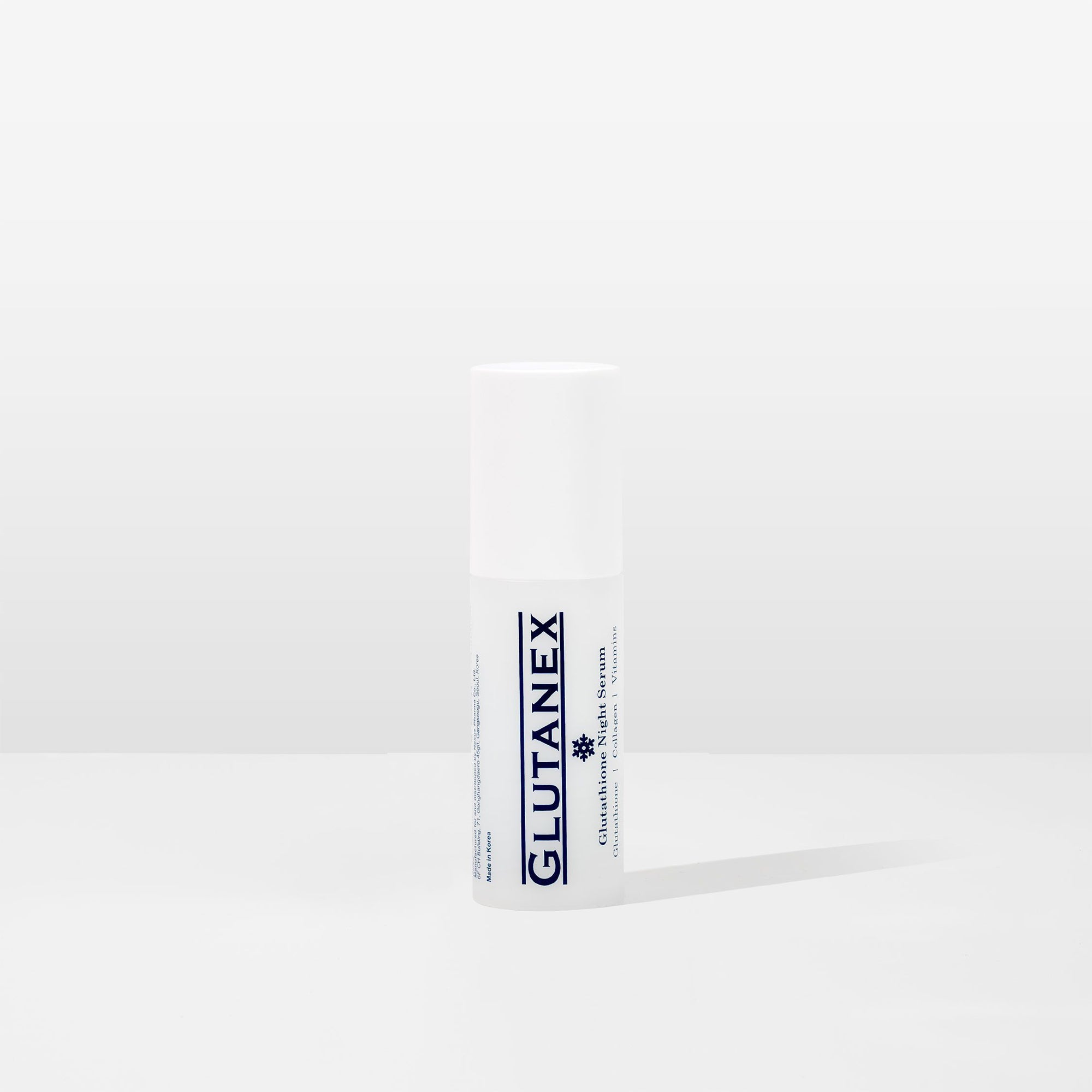 Glutanex Night Serum bottle – restoring and brightening facial serum with glutathione, collagen, and peptides for overnight skin repair.