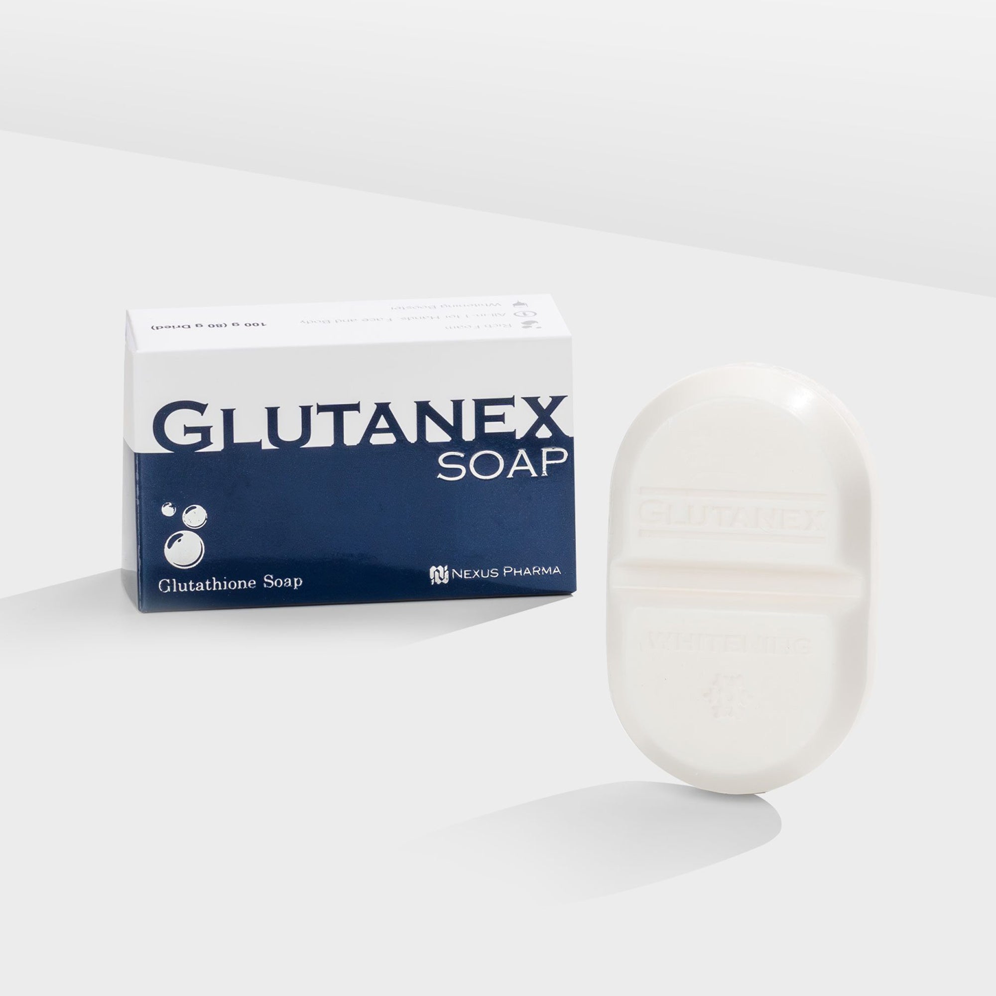 Glutanex Soap – hydrating and smoothing facial and body cleanser with glutathione and hyaluronic acid.