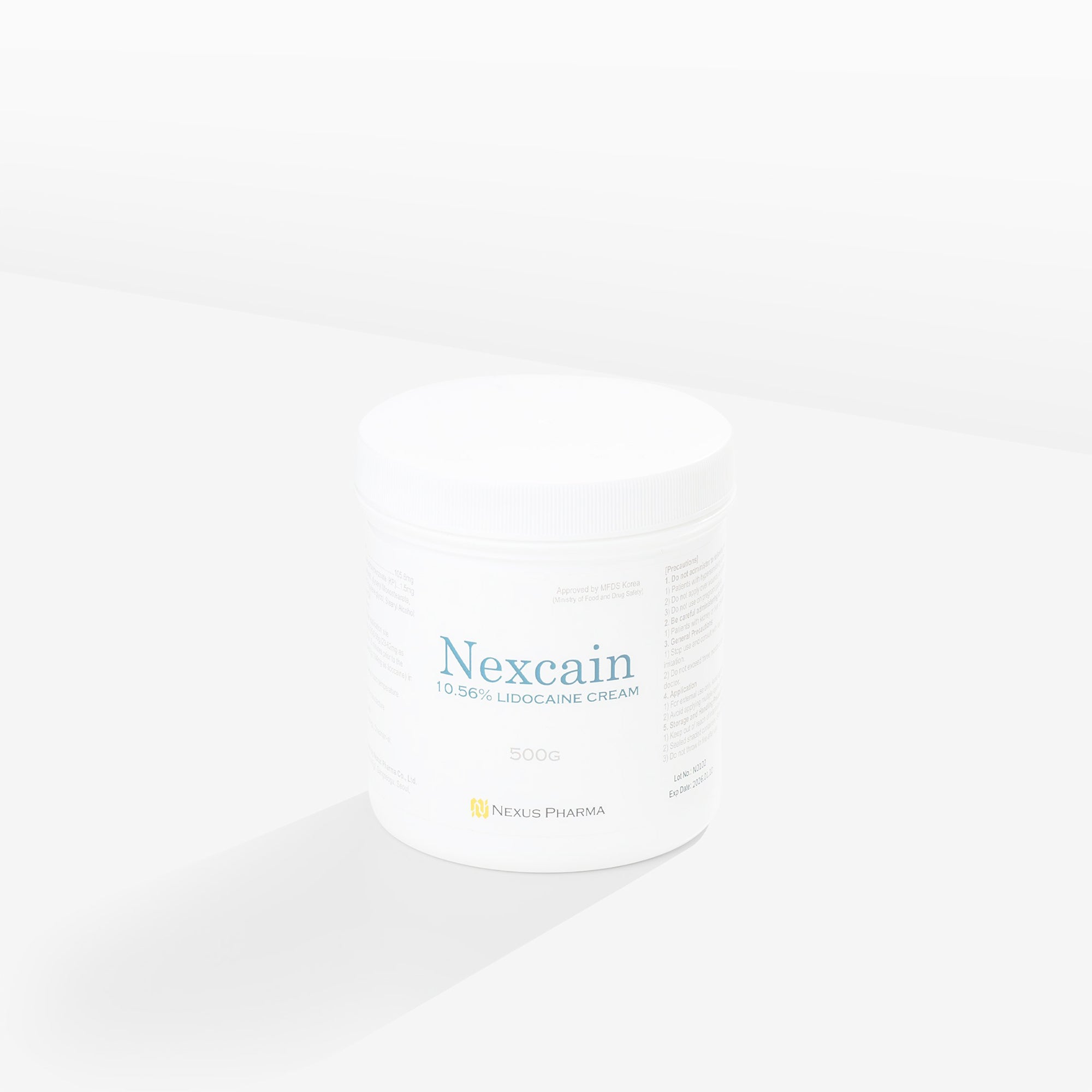 Nexcain 10.56% Lidocaine Cream tube – fast-acting local anesthetic cream with lidocaine for pain-free aesthetic treatments like skin whitening, fillers, laser hair removal, and bikini area applications.