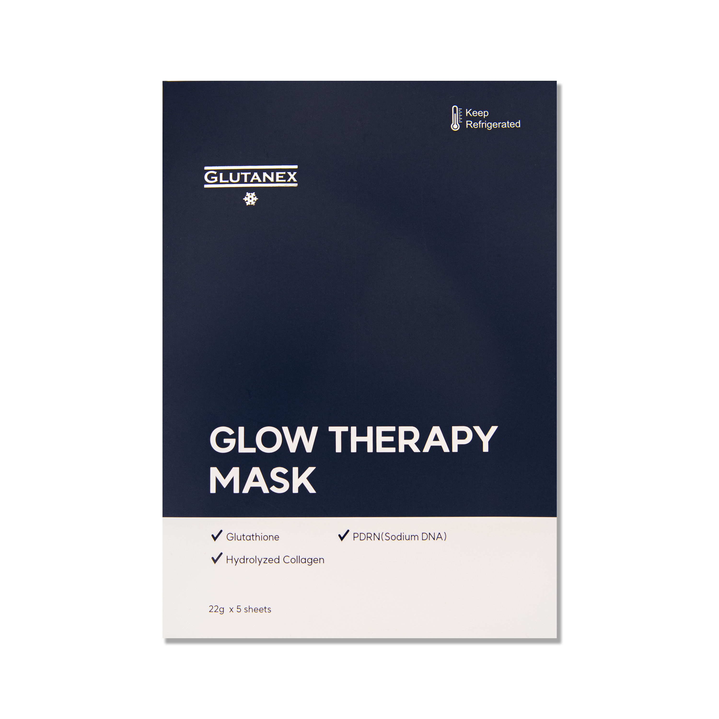 Glutanex Glow Therapy Mask packaging – brightening and hydrating Korean facial mask with powerful antioxidants, for a radiant, even, and deeply moisturized skin tone.