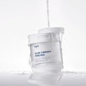 Glutanex Glow Therapy Pore Pad jar with pads and tweezers – brightening and moisturizing Korean toner pads with glutathione and triple hyaluronic acid for hydration. Formulated with AHA, BHA, and LHA to gently exfoliate dead skin and impurities, improving skin texture without irritation.