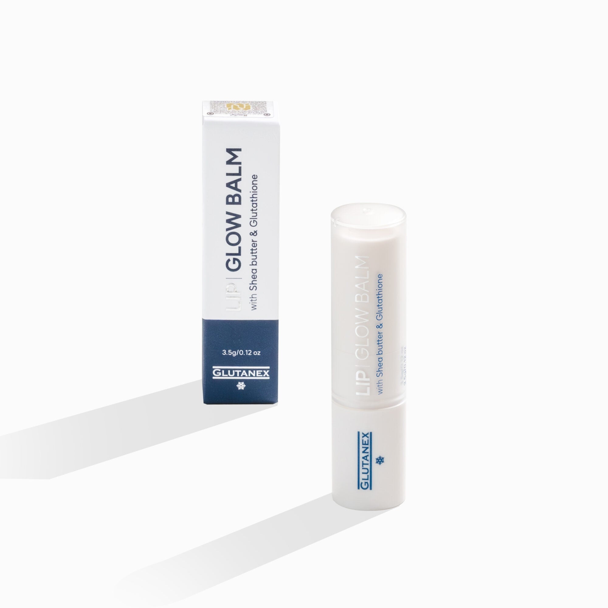 Glutanex Lip Glow Balm stick in Clear – a moisturizing and nourishing lip balm with shea butter and glutathione, for lasting hydration and a healthy glow.