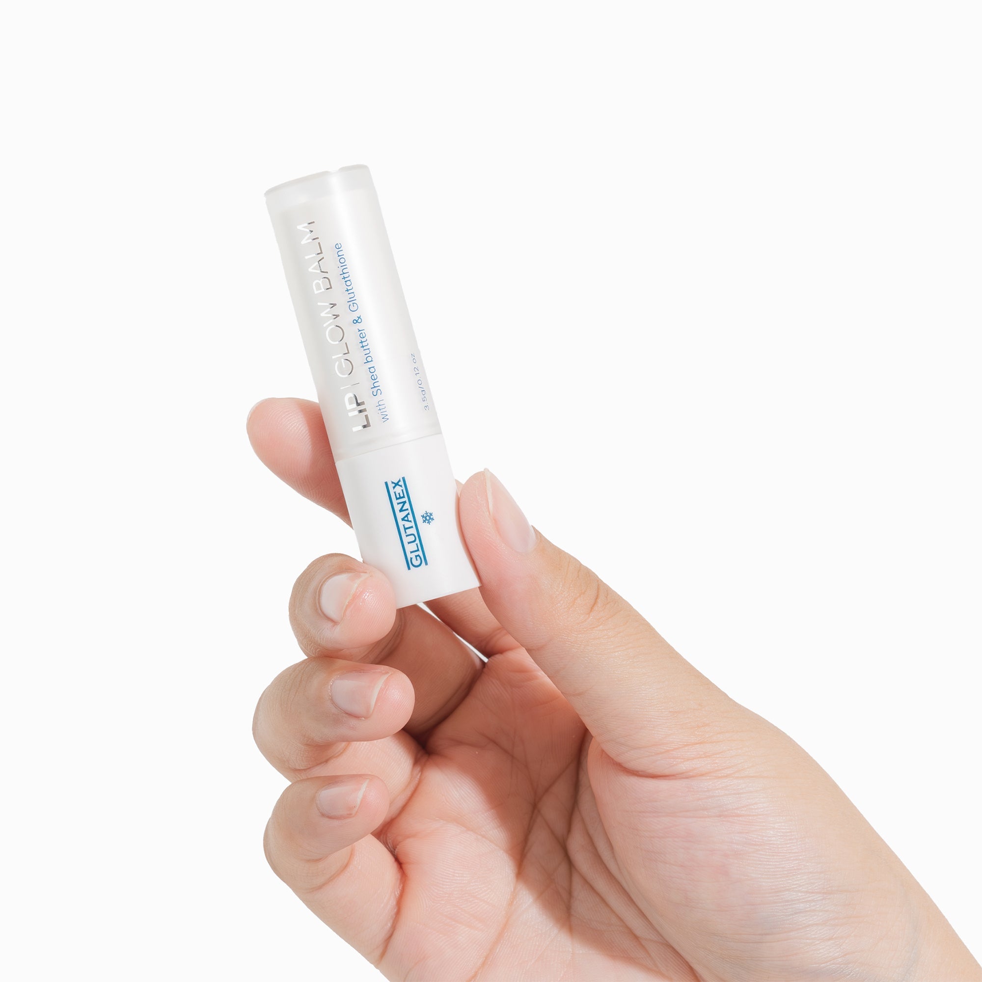 Glutanex Lip Glow Balm stick in Clear – a moisturizing and nourishing lip balm with shea butter and glutathione, for lasting hydration and a healthy glow.