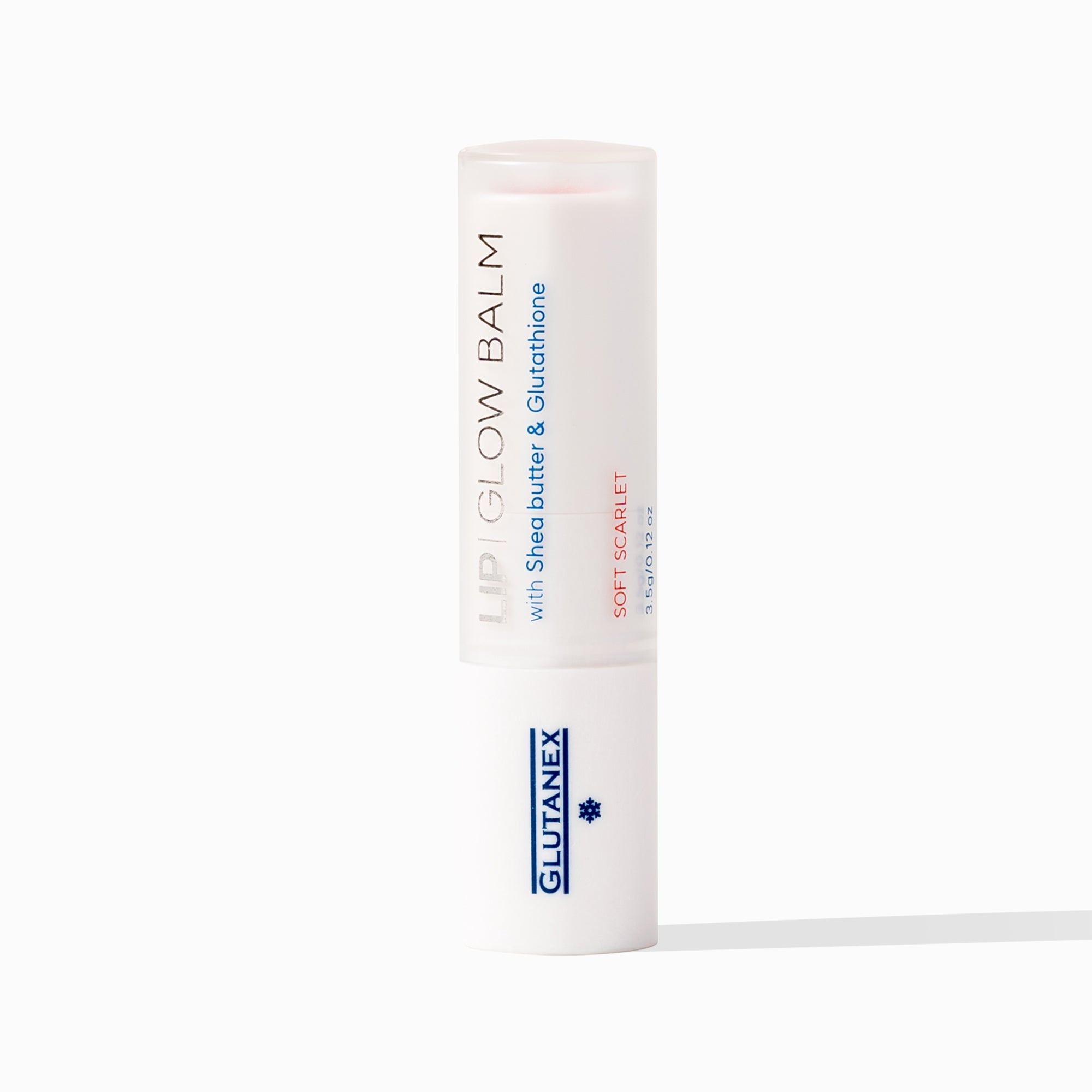 Glutanex Lip Glow Balm stick – a hydrating and nourishing lip balm with shea butter and glutathione. It provides lasting moisture and a soft scarlet glow for all-day comfort.